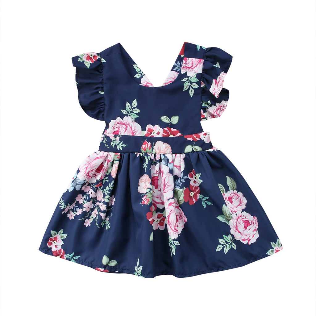 Toddler Kids Baby Girls Clothes Flower Backless